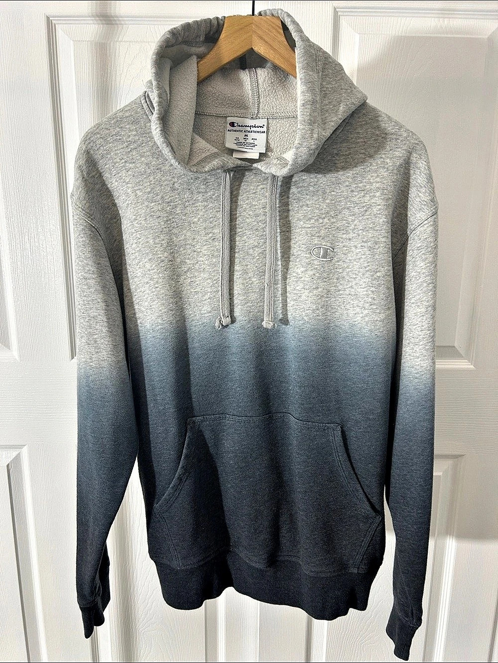 Champion Ombre Dip Dye Pullover Hoodie Gray & Black Men's Medium